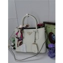 Prada Original Twin Saffiano Leather Cuir Tote BN2758 in Cream with Gold Hardware JJ VS08092