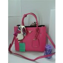 Prada Original Twin Saffiano Leather Cuir Tote BN2758 in Peach with Gold Hardware JJ VS03623