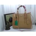 Prada Original Twin Saffiano Leather Cuir Tote BN2820 in Apricot with Gold Hardware JJ VS00019
