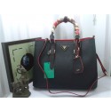 Prada Original Twin Saffiano Leather Cuir Tote BN2820 in Black with Gold Hardware JJ VS09215