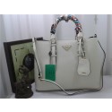 Prada Original Twin Saffiano Leather Cuir Tote BN2820 in White with Gold Hardware JJ VS02638