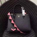 Prada Paradigme Saffiano Leather Bag Black and Rose 1BA102 VS05996