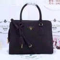 Prada Pearl Leather Tote Bag BN0922 Black VS08309