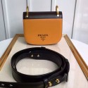 Prada Pionniere Calf Leather Bag with Bow Caramel&Black 1bd039 VS09904