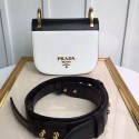 Prada Pionniere Calf Leather Bag with Bow White&Black 1bd039 VS09117