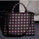 Prada Print Hemp Fabric Bag B2642B Orange VS01753