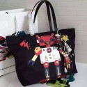 Prada Robot Fabric Tote Bag Black and Red 1BG052 VS09504