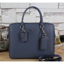 Prada Saffiano Calf Leather Briefcase PF003 Royalblue VS08468