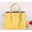 Prada Saffiano Cuir Leather Tote Bag BN2820 Lemon VS01215
