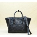 Prada Saffiano Embroidered Tote Bag BN2619E Black VS08121