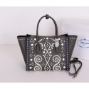 Prada Saffiano Embroidered Tote Bag BN2619E Dark Green VS02091
