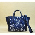 Prada Saffiano Embroidered Tote Bag BN2619E Royal VS05757