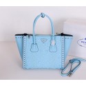 Prada Saffiano Embroidered Tote Bag BN2619E SkyBlue VS02981