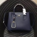 Prada Saffiano Leather Double Tote Bag Blue 1BG887 VS00382