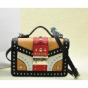 Prada Saffiano Leather Flap Bag BN0969 Black&White&Apricot&Red VS05009