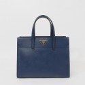 Prada Saffiano Leather Tote Bag BN2603 in Dark Blue XZ VS01645