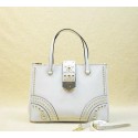 Prada Saffiano Leather Tote With Metal Studs B2752M White VS03533