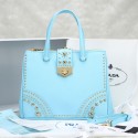 Prada Saffiano Leather Woman Tote Bag LSS 2752 in Blue with Gold Hardware VS02623