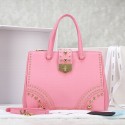 Prada Saffiano Leather Woman Tote Bag LSS 2752 in Pink with Gold Hardware VS06453