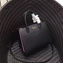 Prada Small Bibliotheque Saffiano Leather Bag Black and Pink 1BA050 VS09834