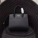Prada Small Bibliotheque Saffiano Leather Bag Black and White 1BA050 VS09123