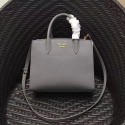 Prada Small Bibliotheque Saffiano Leather Bag Grey and White 1BA050 VS02556