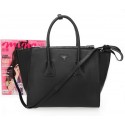 Prada Smooth Calfskin Leather Tote Bags BN2619 Black VS03028