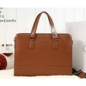 PRADA Smooth Leather Business Briefcase G8548 Wheat VS06386
