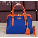 Prada Smooth Leather Top Handle Bag BL8091 Royal&Orange VS08449