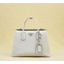Prada Twin Saffiano Cuir Leather Tote Bag BN2748 White VS09767