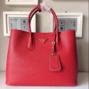 Prada Twin Saffiano Leather Cuir Large Tote BN2756 in Red with Gold Hardware Mingd VS05587