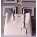 Prada Twin Saffiano Leather Cuir Large Tote BN2756 in White with Gold Hardware Mingd VS04236
