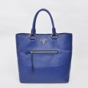 Prada Vitello Daino Shopper Tote BN2754 in Blue Original Clafskin Leather XZ VS01296