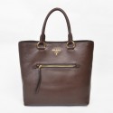 Prada Vitello Daino Shopper Tote BN2754 in Coffee Original Clafskin Leather XZ VS01665