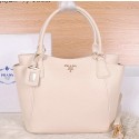 Prada Vitello Daino Tote Bags Grainy Leather BR2435 White VS09501