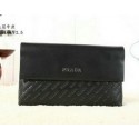 PRADA Weave Leather Clutch P88082 Black VS02206