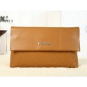 PRADA Weave Leather Clutch P88082 Wheat VS01754