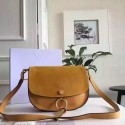 Quality Chloe Kurtis Medium Leather and Suede Crossbody Bag Khaki 300920 VS00075