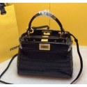 Quality Fendi mini Peekaboo Bag Croco Leather F520885 Black VS08836