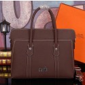 Quality Hermes Briefcase Original Calf Leather HM98321 Brown VS08118