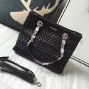 Quality Miu Miu Crystal Nappa Leather Tote Bag Black 5BA038 VS01241