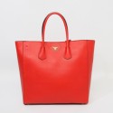 Quality Prada Original Calfskin Leather Tote Handbags BN2773 in Red XZ VS04798