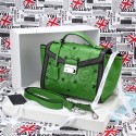 Replica 2014 Latest Prada Embroidered Saffiano Flap Bag 50321 in Green LSS VS07866