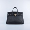 Replica AAA Hermes Birkin 35CM Tote Bag Black Grainy Leather Gold VS01291