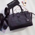 Replica AAAAA Saint Laurent Downtown Cabas Bag in Black Crocodile Embossed Leather 436834 VS07979