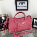 Replica Balenciaga Goatskin Classic Metallic Edge City Bag B30589 Pink VS08595