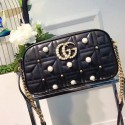 Replica Best Gucci GG Marmont Pearl Matelasse Shoulder Bag Black 447632 VS04253