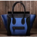Replica Celine Luggage Mini Tote Bag Suede Leather Ci3308 Blue&Black VS02508