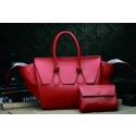 Replica Celine Luggage Phantom Original Calfskin Leather Bags 3052 in Red with a Clutch Bag YD VS01996