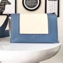 Replica Celine Medium Smooth Calfskin Frame Shoulder Bag Offwhite and Blue C130402 VS04954